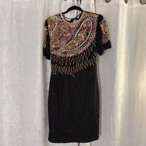 Vintage Beaded Black Dress